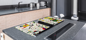 HUGE TEMPERED GLASS CHOPPING BOARD ; Moroccan design Series DD21 Inspired by Miró