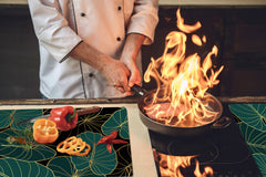 BIG KITCHEN BOARD & Induction Cooktop Cover – Glass Pastry Board – SINGLE: 80 x 52 cm (31,5” x 20,47”); DOUBLE: 40 x 52 cm (15,75” x 20,47”); DD41 Tropical Leaves Series: Art deco wallpaper 1