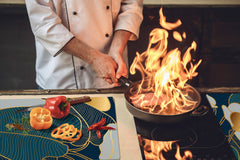 BIG KITCHEN BOARD & Induction Cooktop Cover – Glass Pastry Board – SINGLE: 80 x 52 cm (31,5” x 20,47”); DOUBLE: 40 x 52 cm (15,75” x 20,47”); DD41 Tropical Leaves Series: Art deco wallpaper 2