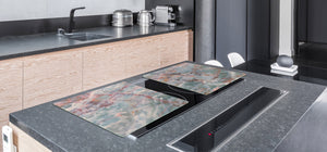 UNIQUE Tempered GLASS Kitchen Board – Impact & Scratch Resistant Cooktop cover DD32 Marbles 2 Series: Onyx pink veins