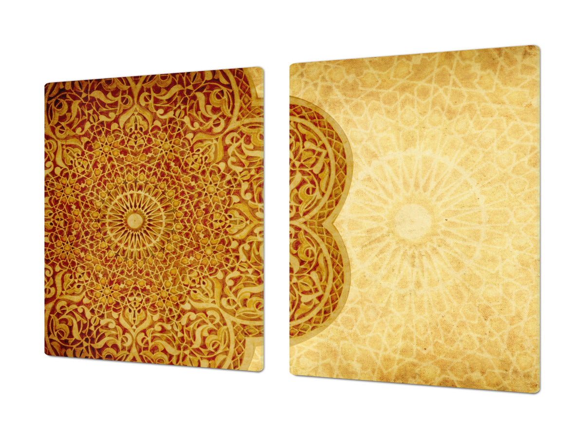 HUGE TEMPERED GLASS CHOPPING BOARD ; Moroccan design Series DD21 Moroccan rose 1