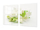 Induction Cooktop Cover – Glass Cutting Board- Flower series DD06B White flowers 1
