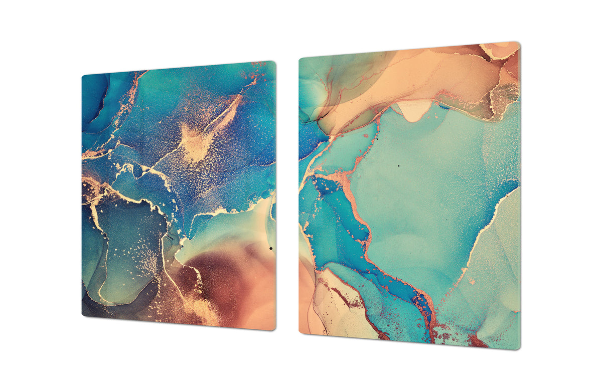 HUGE TEMPERED GLASS COOKTOP COVER – Glass Cutting Board and Worktop Saver DD33 Colourful abstractions Series: Modern fluid art