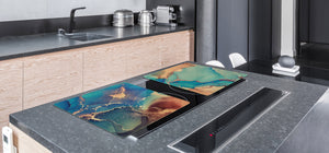 HUGE TEMPERED GLASS COOKTOP COVER – Glass Cutting Board and Worktop Saver DD33 Colourful abstractions Series: Modern fluid art