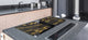 GIGANTIC CUTTING BOARD and Cooktop Cover - Glass Kitchen Board DD35 Textures and tiles 1 Series: Golden branches on a dark background