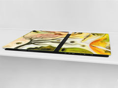 GIGANTIC CUTTING BOARD and Cooktop Cover - Glass Kitchen Board; SINGLE: 80 x 52 cm (31,5” x 20,47”); DOUBLE: 40 x 52 cm (15,75” x 20,47”); DD42 Paintings Series: Silhouette of an abstract bird