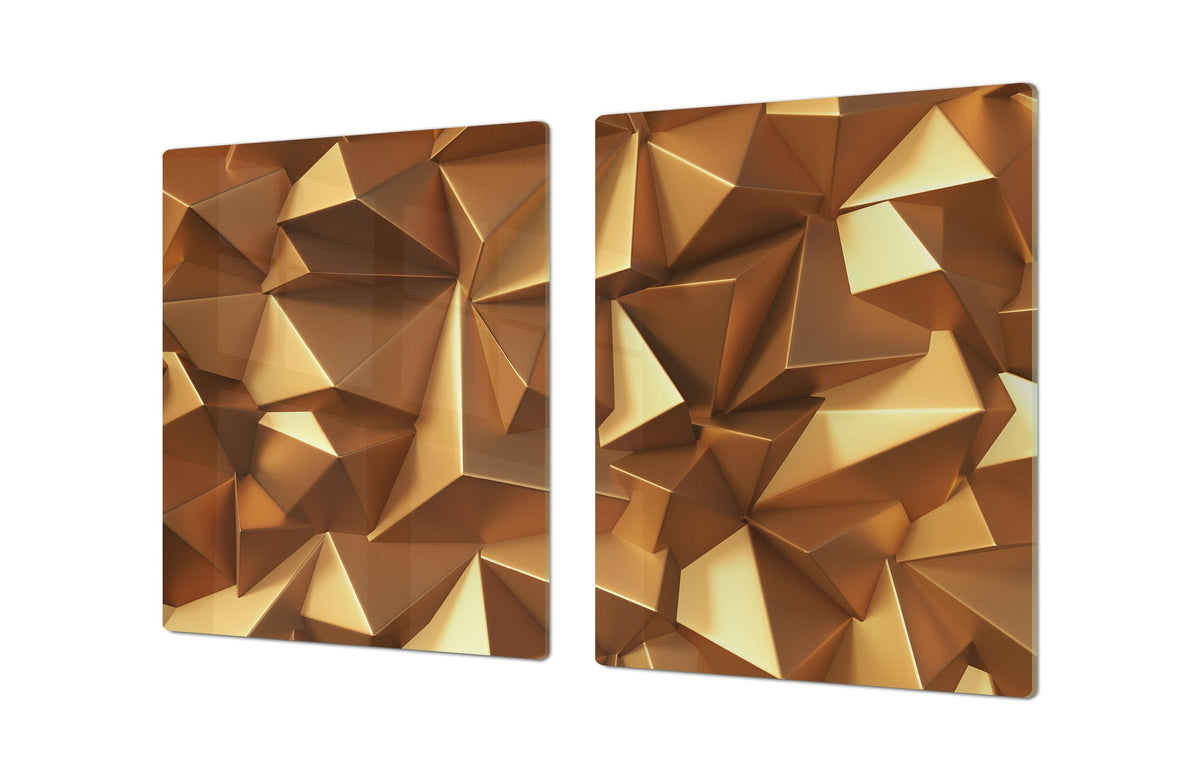 Gigantic Worktop saver and Pastry Board - Tempered GLASS Cutting Board - MEASURES: SINGLE: 80 x 52 cm; DOUBLE: 40 x 52 cm; DD38 Golden Waves Series: Golden crystals