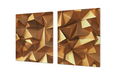 Gigantic Worktop saver and Pastry Board - Tempered GLASS Cutting Board - MEASURES: SINGLE: 80 x 52 cm; DOUBLE: 40 x 52 cm; DD38 Golden Waves Series: Golden crystals