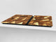 Gigantic Worktop saver and Pastry Board - Tempered GLASS Cutting Board - MEASURES: SINGLE: 80 x 52 cm; DOUBLE: 40 x 52 cm; DD38 Golden Waves Series: Golden crystals