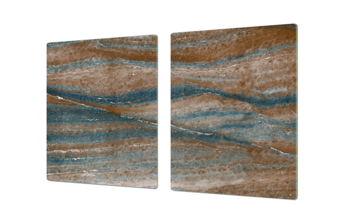 UNIQUE Tempered GLASS Kitchen Board – Impact & Scratch Resistant Cooktop cover DD32 Marbles 2 Series: Colorfoul stone texture