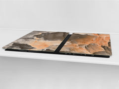 UNIQUE Tempered GLASS Kitchen Board – Impact & Scratch Resistant Cooktop cover DD32 Marbles 2 Series: 3D marble wall