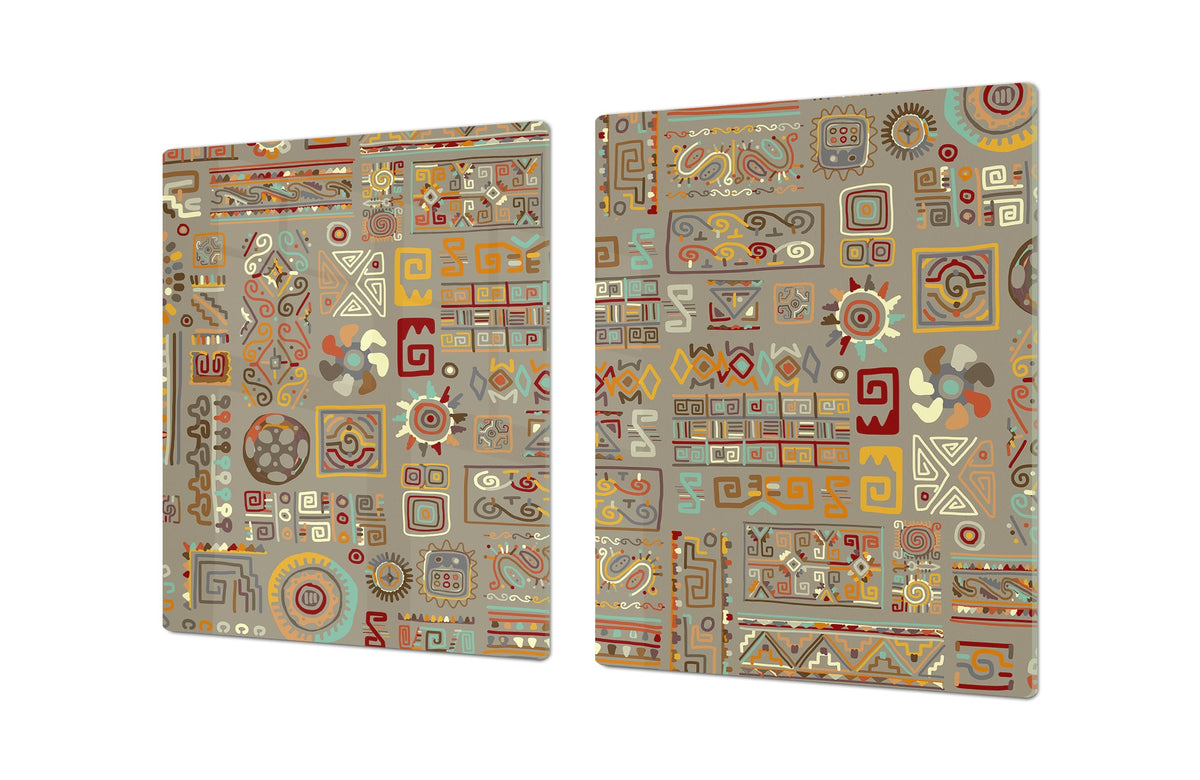 HUGE TEMPERED GLASS COOKTOP COVER - Egyptian Series DD15 Ethnic handmade