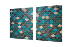ENORMOUS  Tempered GLASS Chopping Board - Induction Cooktop Cover DD36 Textures and tiles 2 Series: Fish scales pattern