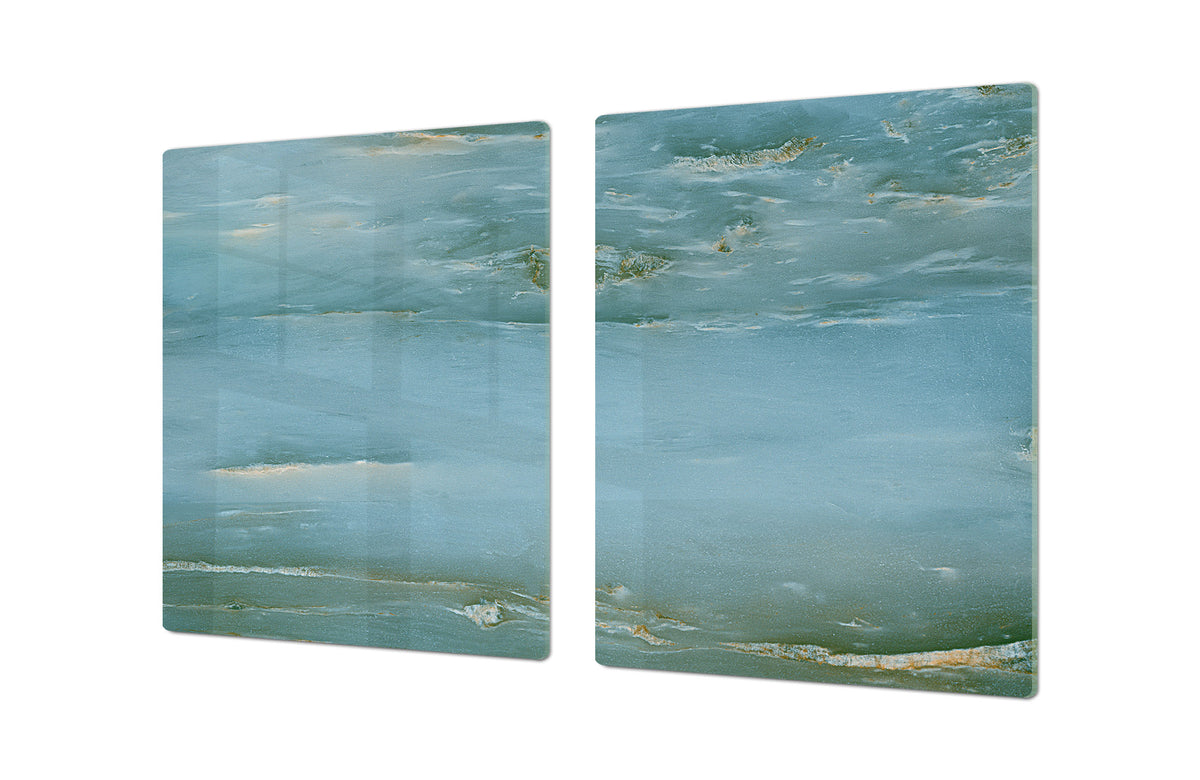 UNIQUE Tempered GLASS Kitchen Board – Impact & Scratch Resistant Cooktop cover DD32 Marbles 2 Series: Water-like marble