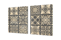 HUGE Cutting Board – Worktop saver and Pastry Board – Glass Kitchen Board DD37 Vintage leaves and patterns Series: Sculpted mosaic pattern