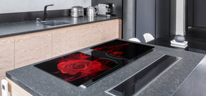 Induction Cooktop Cover – Glass Cutting Board- Flower series DD06B Red rose 1