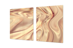 Gigantic Worktop saver and Pastry Board - Tempered GLASS Cutting Board - MEASURES: SINGLE: 80 x 52 cm; DOUBLE: 40 x 52 cm; DD38 Golden Waves Series: Glamour gold texture