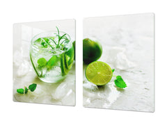 LARGE CUTTING BOARD and Cooktop Cover – Worktop saver;  Drinks  Series  DD11 Water with lime