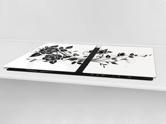 Cubre vitro de cristal templado de Gran Tamaño - Serie de flores DD06A Rosa Negra