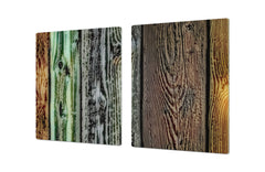 ENORMOUS  Tempered GLASS Chopping Board - Induction Cooktop Cover DD36 Textures and tiles 2 Series: Rustic colourful wood
