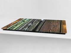 ENORMOUS  Tempered GLASS Chopping Board - Induction Cooktop Cover DD36 Textures and tiles 2 Series: Rustic colourful wood