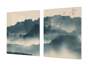 Cubierta de la placa de inducción - Protector de encimera de vidrio: Fantasía y serie de cuentos de hadas DD18 Pájaros que salen