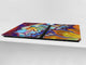 GIGANTIC CUTTING BOARD and Cooktop Cover - Glass Kitchen Board; SINGLE: 80 x 52 cm (31,5” x 20,47”); DOUBLE: 40 x 52 cm (15,75” x 20,47”); DD42 Paintings Series: Abstract human portrait