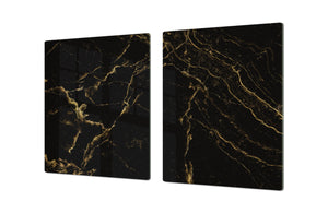 UNIQUE Tempered GLASS Kitchen Board – Impact & Scratch Resistant Cooktop cover DD32 Marbles 2 Series: Golden patterns