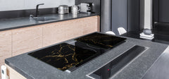 UNIQUE Tempered GLASS Kitchen Board – Impact & Scratch Resistant Cooktop cover DD32 Marbles 2 Series: Golden patterns