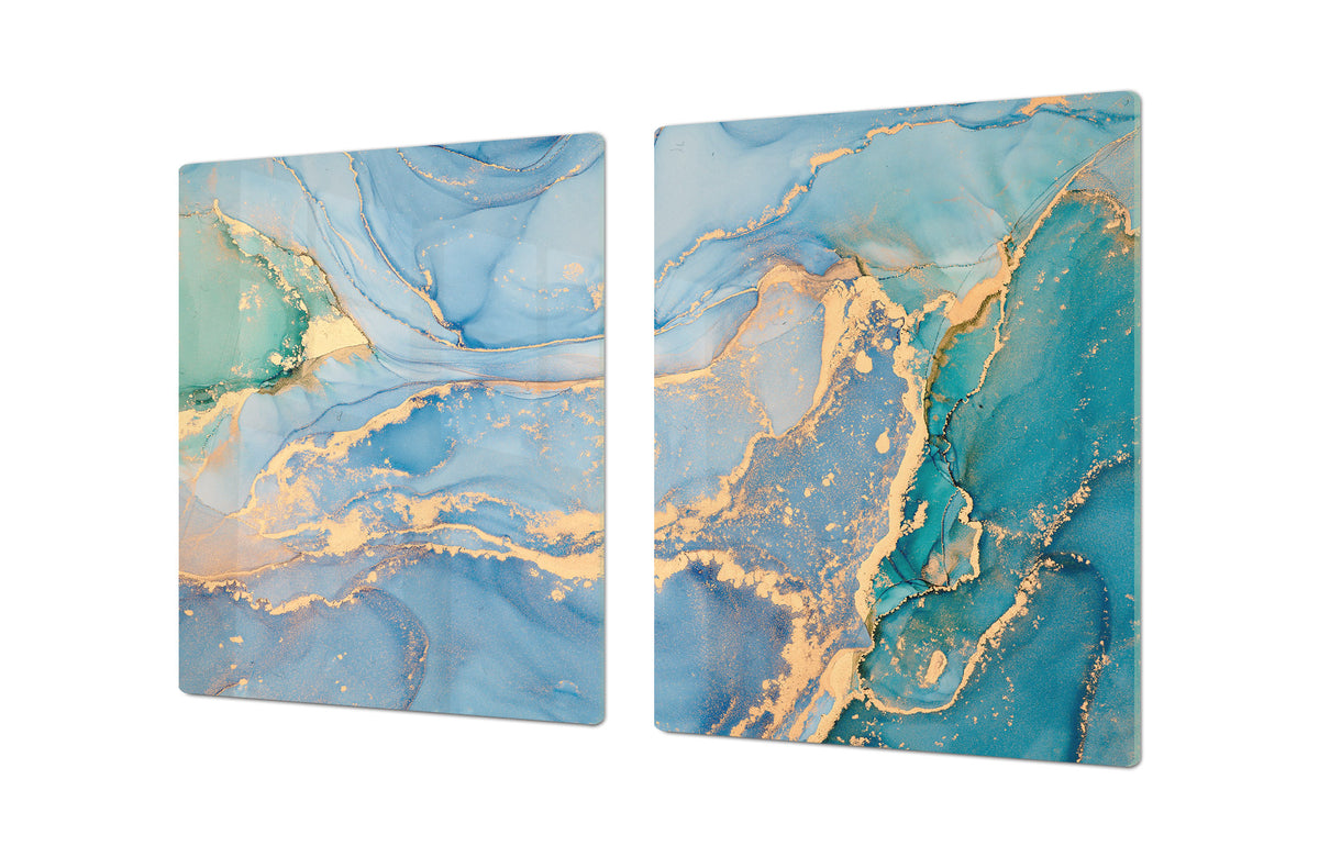 HUGE TEMPERED GLASS COOKTOP COVER – Glass Cutting Board and Worktop Saver DD33 Colourful abstractions Series: Current of colors