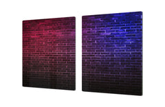 GIGANTIC CUTTING BOARD and Cooktop Cover - Glass Kitchen Board DD35 Textures and tiles 1 Series: Blue and pink neon wall