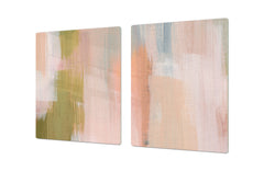 HUGE Cutting Board – Worktop saver and Pastry Board – Glass Kitchen Board DD37 Vintage leaves and patterns Series: Versatile artistic backdrop