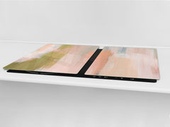 HUGE Cutting Board – Worktop saver and Pastry Board – Glass Kitchen Board DD37 Vintage leaves and patterns Series: Versatile artistic backdrop