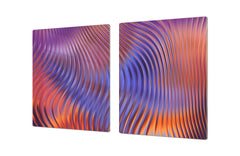 UNIQUE Tempered GLASS Kitchen Board – Impact & Scratch Resistant Cooktop cover – SINGLE: 80 x 52 cm; DOUBLE: 40 x 52 cm; DD39 Colourful Variety Series: Colorful wavy design 1