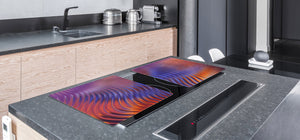 UNIQUE Tempered GLASS Kitchen Board – Impact & Scratch Resistant Cooktop cover – SINGLE: 80 x 52 cm; DOUBLE: 40 x 52 cm; DD39 Colourful Variety Series: Colorful wavy design 1
