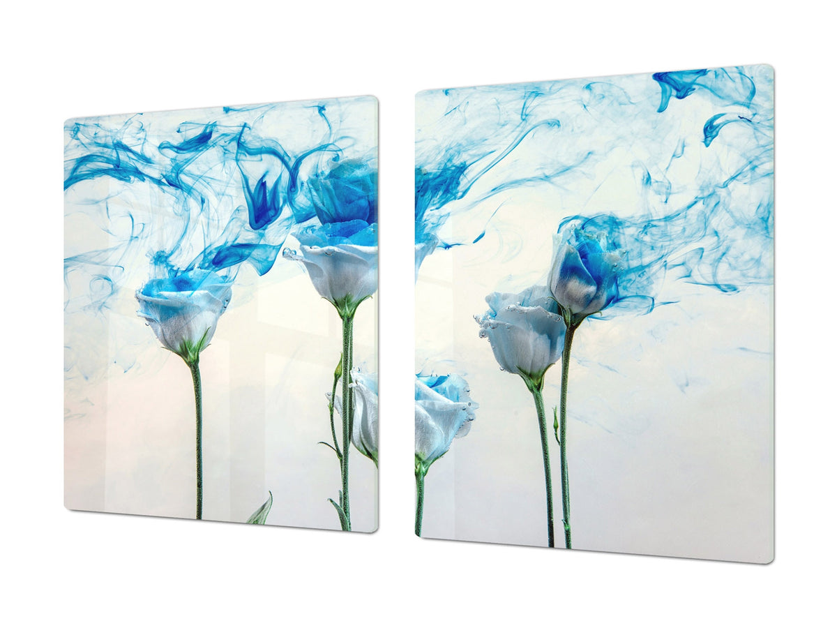 Induction Cooktop Cover – Glass Cutting Board- Flower series DD06B A blue rose