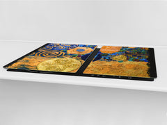 GIGANTIC CUTTING BOARD and Cooktop Cover - Glass Kitchen Board; SINGLE: 80 x 52 cm (31,5” x 20,47”); DOUBLE: 40 x 52 cm (15,75” x 20,47”); DD42 Paintings Series: Abstract painting composition