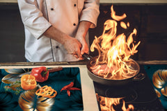 BIG KITCHEN BOARD & Induction Cooktop Cover – Glass Pastry Board – SINGLE: 80 x 52 cm (31,5” x 20,47”); DOUBLE: 40 x 52 cm (15,75” x 20,47”); DD41 Tropical Leaves Series: Shining luxury leaves