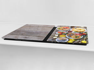 BIG KITCHEN BOARD & Induction Cooktop Cover – Glass Pastry Board - Food series DD16 Sweet breakfast 1
