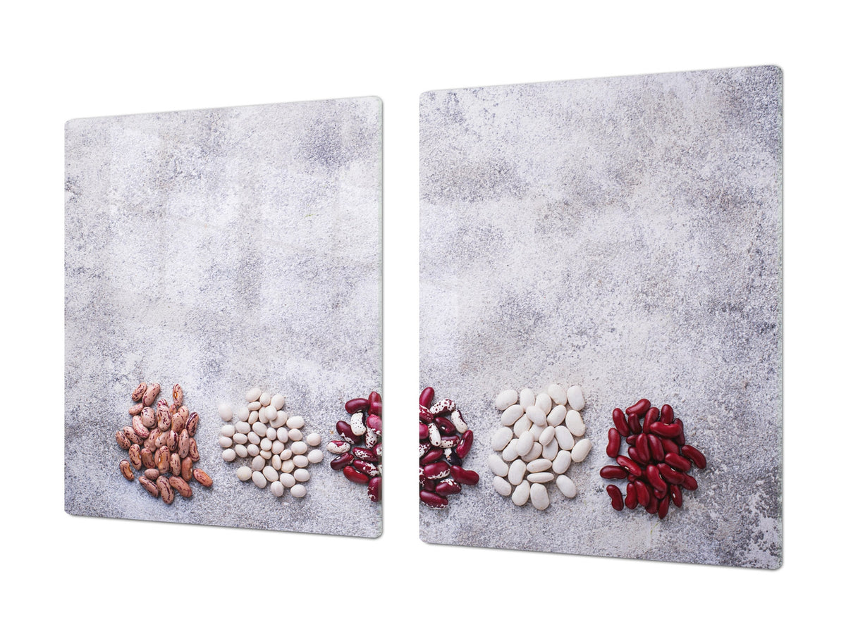 UNIQUE Tempered GLASS Kitchen Board Fruit and Vegetables series DD02 Beans 1