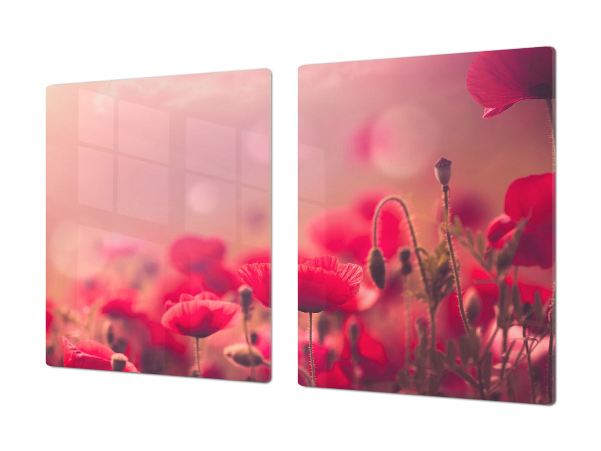 Induction Cooktop Cover – Glass Cutting Board- Flower series DD06B Poppies 4