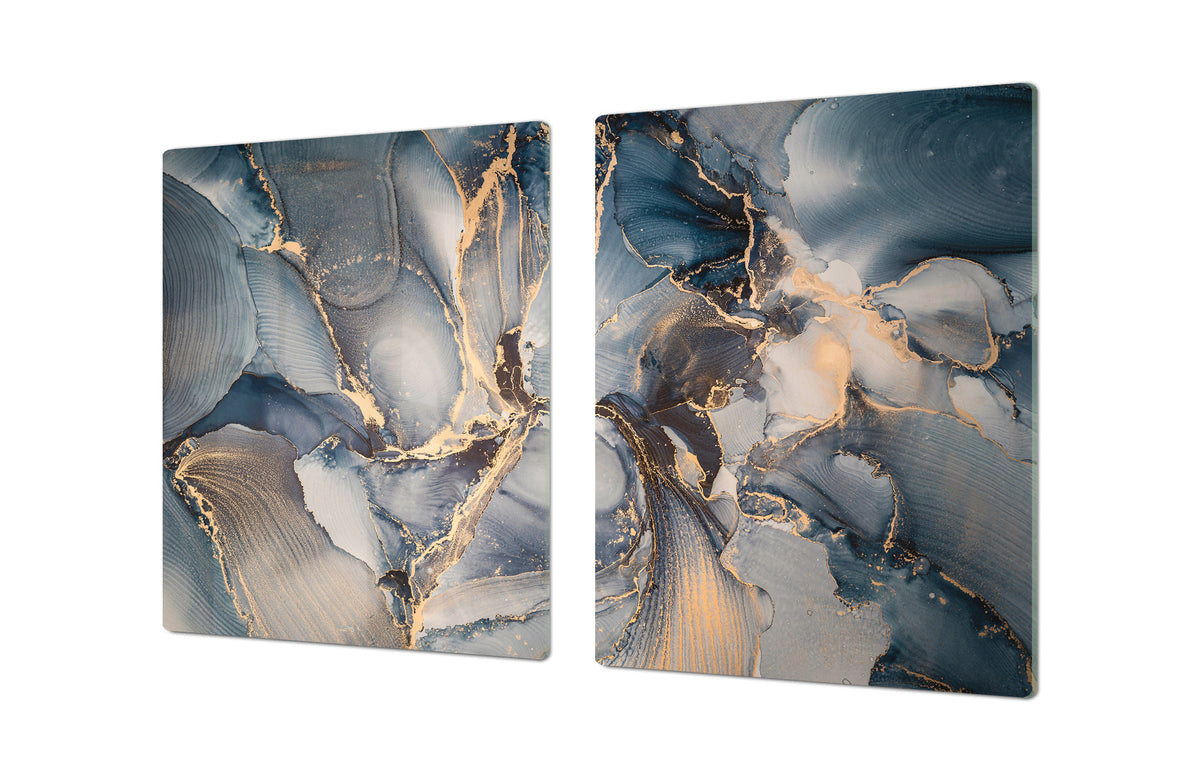 HUGE TEMPERED GLASS COOKTOP COVER – Glass Cutting Board and Worktop Saver DD33 Colourful abstractions Series: Fluid art painting