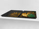 BIG KITCHEN BOARD & Induction Cooktop Cover – Glass Pastry Board – SINGLE: 80 x 52 cm (31,5” x 20,47”); DOUBLE: 40 x 52 cm (15,75” x 20,47”); DD41 Tropical Leaves Series: Painted gold leaves