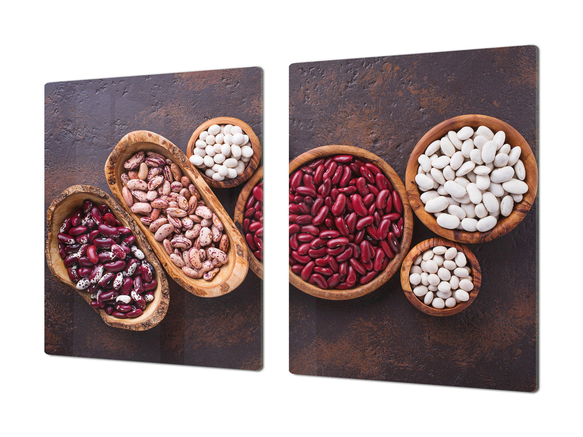 UNIQUE Tempered GLASS Kitchen Board Fruit and Vegetables series DD02 Beans 2
