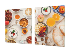 BIG KITCHEN BOARD & Induction Cooktop Cover – Glass Pastry Board - Food series DD16 Breakfast 2
