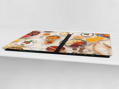 BIG KITCHEN BOARD & Induction Cooktop Cover – Glass Pastry Board - Food series DD16 Breakfast 2