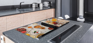 BIG KITCHEN BOARD & Induction Cooktop Cover – Glass Pastry Board - Food series DD16 Breakfast 2