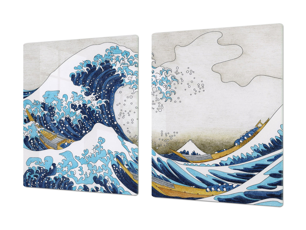 Induction Cooktop Cover – Glass Worktop saver: Fantasy and fairy-tale series DD18 A great wave