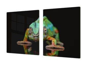 Riesig Schneidbrett aus Hartglas und schützende Arbeitsoberfläche; Animals series DD01: Chameleon 2