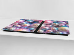 UNIQUE Tempered GLASS Kitchen Board – Impact & Scratch Resistant Cooktop cover – SINGLE: 80 x 52 cm; DOUBLE: 40 x 52 cm; DD39 Colourful Variety Series: Shiny pearls 1